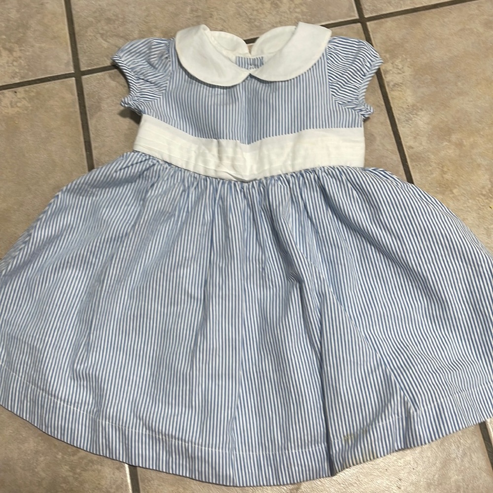 Blue and white toddler dress 12 to 18 months